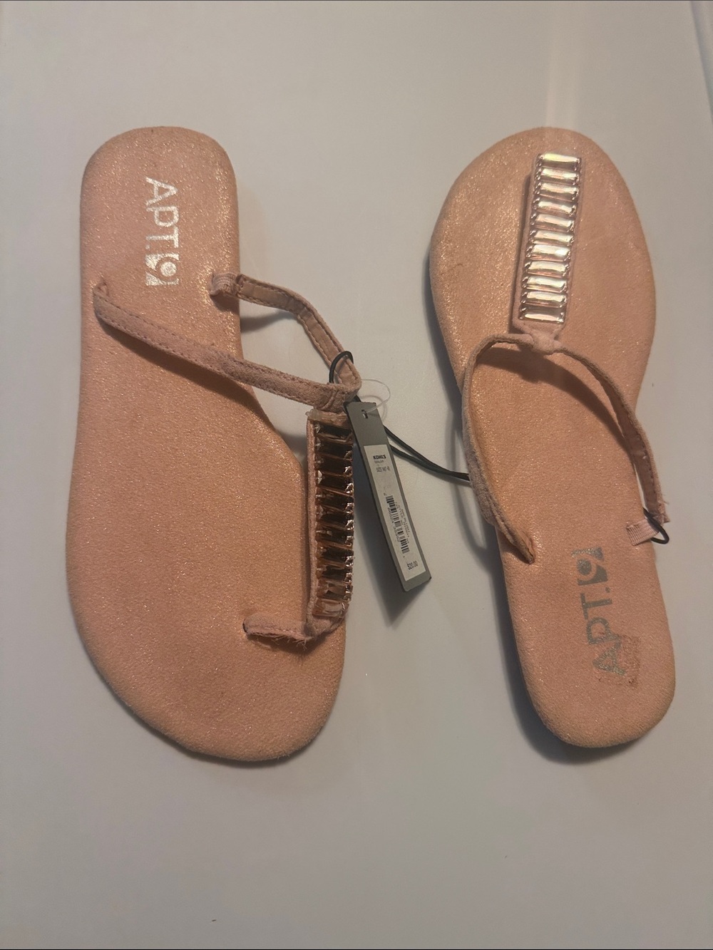 Apt. 9 Peach Blush Jeweled Thong Sandals